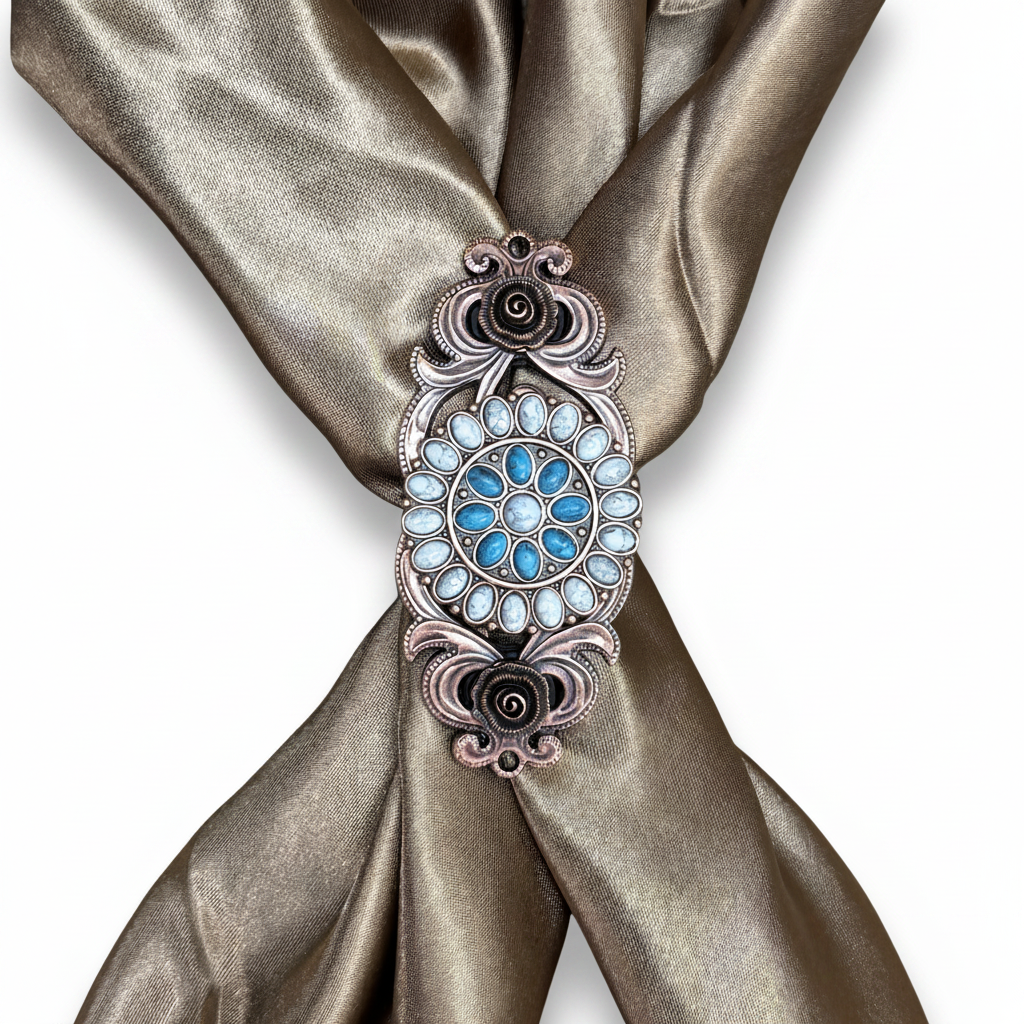 Copper Blue and White Turquoise Western Concho W275