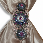 Copper Fuchsia - AB - Lilac Crystal Conchos | Sizes 1"- 3" | Buckles | Saddle Set | Leather Rosettes | Slide