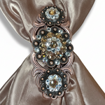 Copper Champagne - Clear Crystal Conchos | Sizes 1"- 3" | Buckles | Saddle Set | Leather Rosettes | Slide