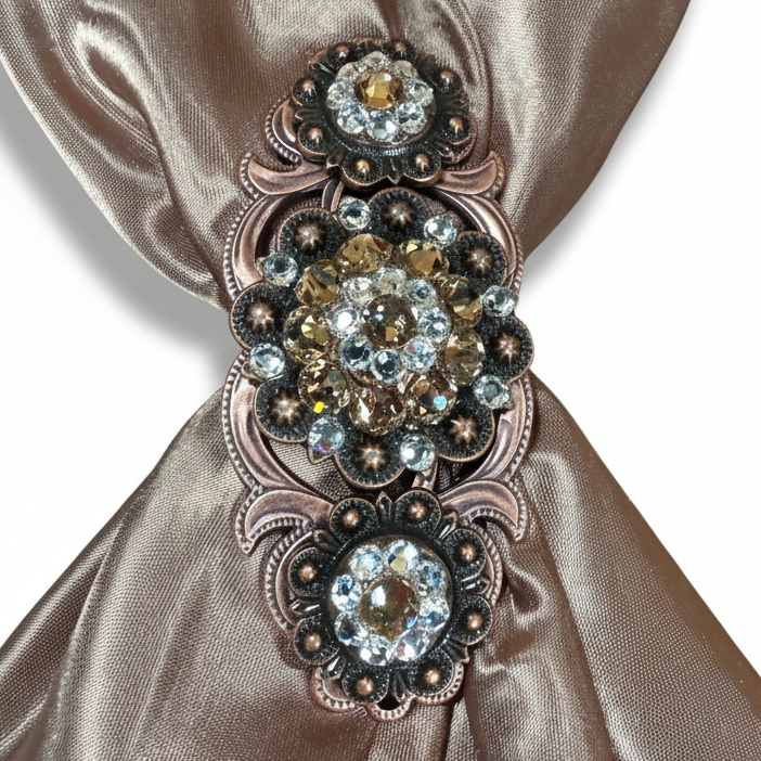 Copper Champagne - Clear Crystal Conchos | Sizes 1"- 3" | Buckles | Saddle Set | Leather Rosettes | Slide