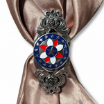 Antique Silver Red, White, and Blue Western Concho W274