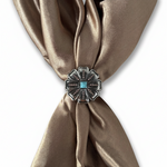 Antique Silver Flower with Copper Dots and Turquoise Concho #W249