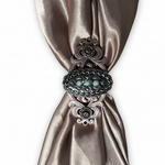 Antique Silver and Copper Oval Scallop Concho W261
