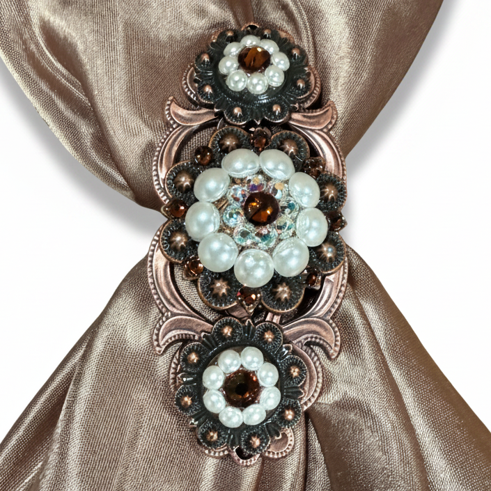 Copper Topaz - AB - Pearl Crystal Conchos | Sizes 1"- 3" | Buckles | Saddle Set | Leather Rosettes | Slide