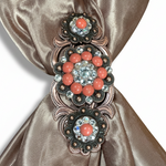 Copper Coral - Clear Crystal Conchos | Sizes 1"- 3" | Buckles | Saddle Set | Leather Rosettes | Slide