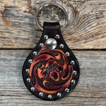Floral  Studded Leather Key Chain