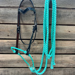 Black Floral V-Brow Turquoise Loping Hackamore #LHK028