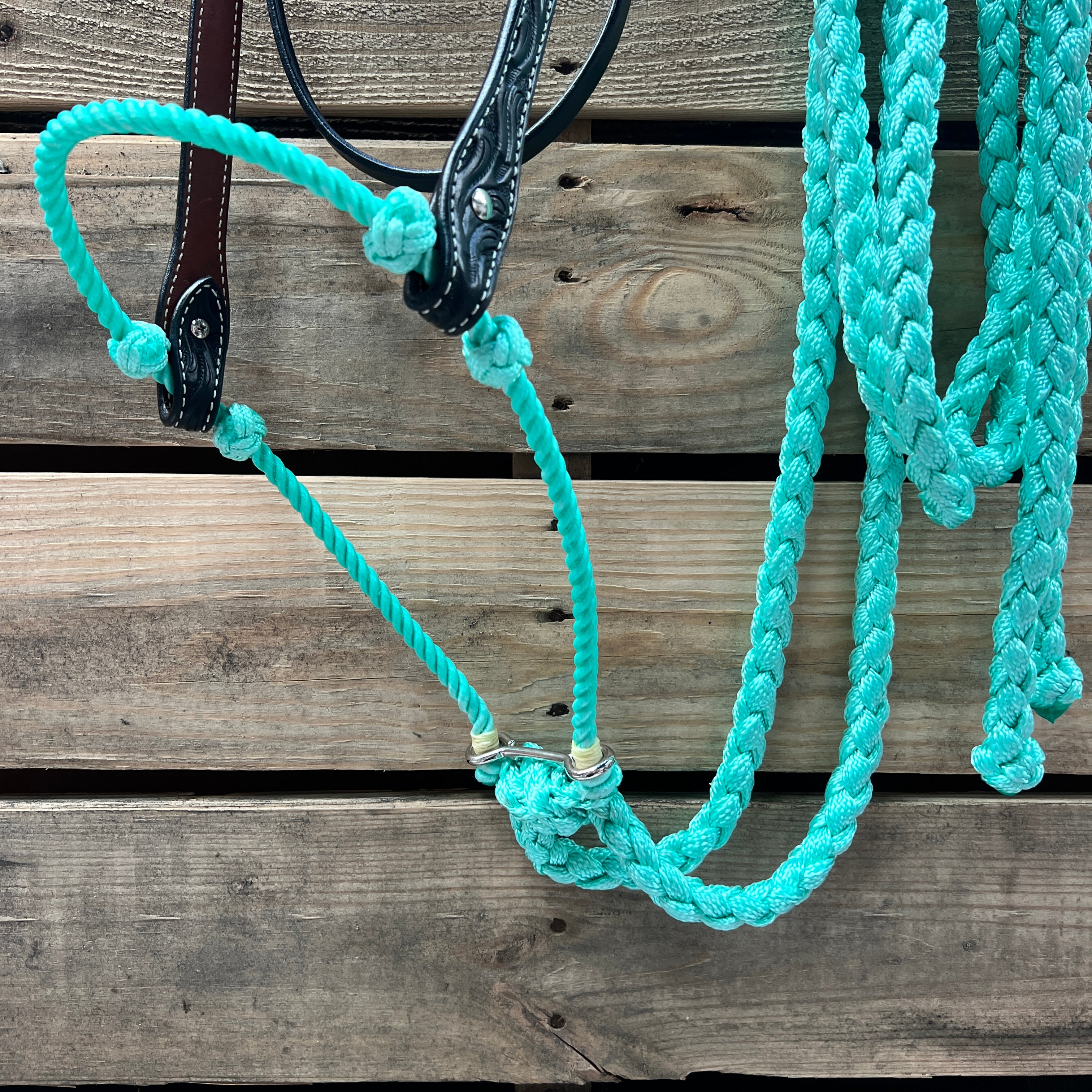 Black Floral V-Brow Seafoam Loping Hackamore #LHK028