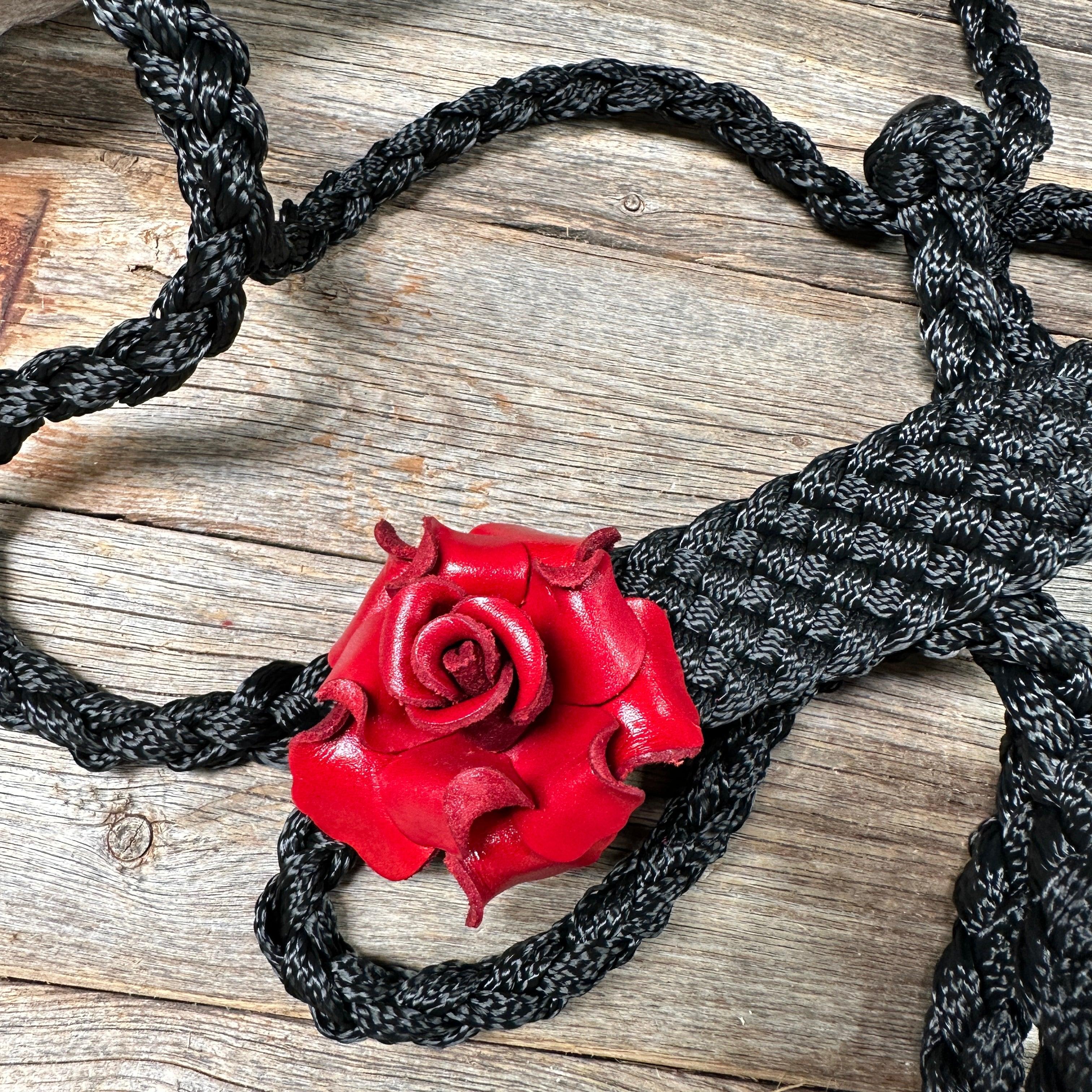 Black Mule Tape Halter - Red Rose #MT109 - RODEO DRIVE