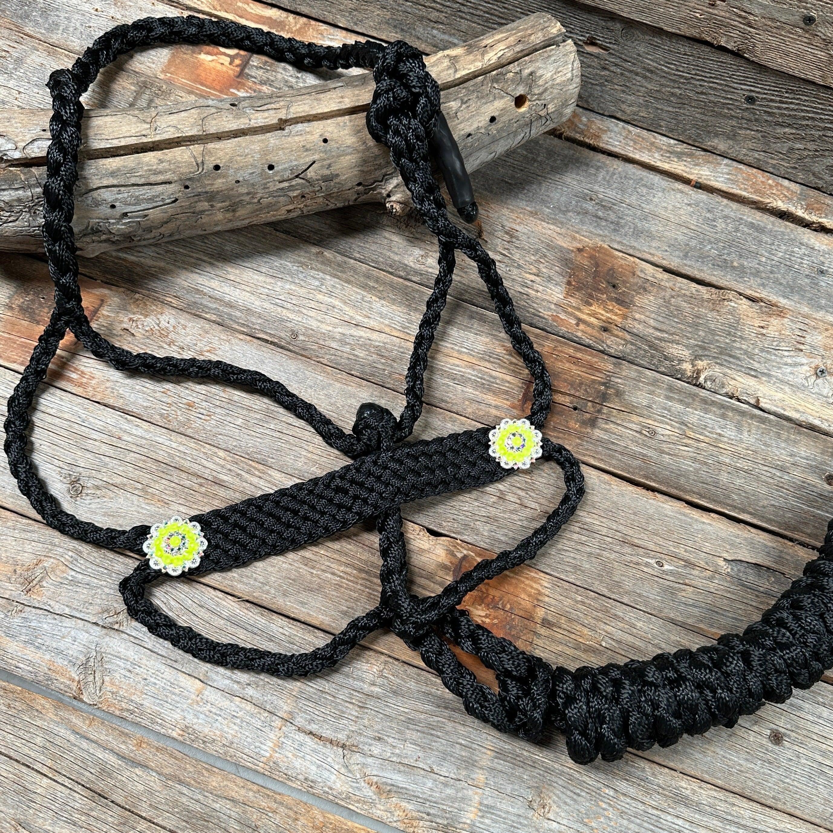 Black and Neon Yellow Mule Tape Halter - #MT117 - RODEO DRIVE