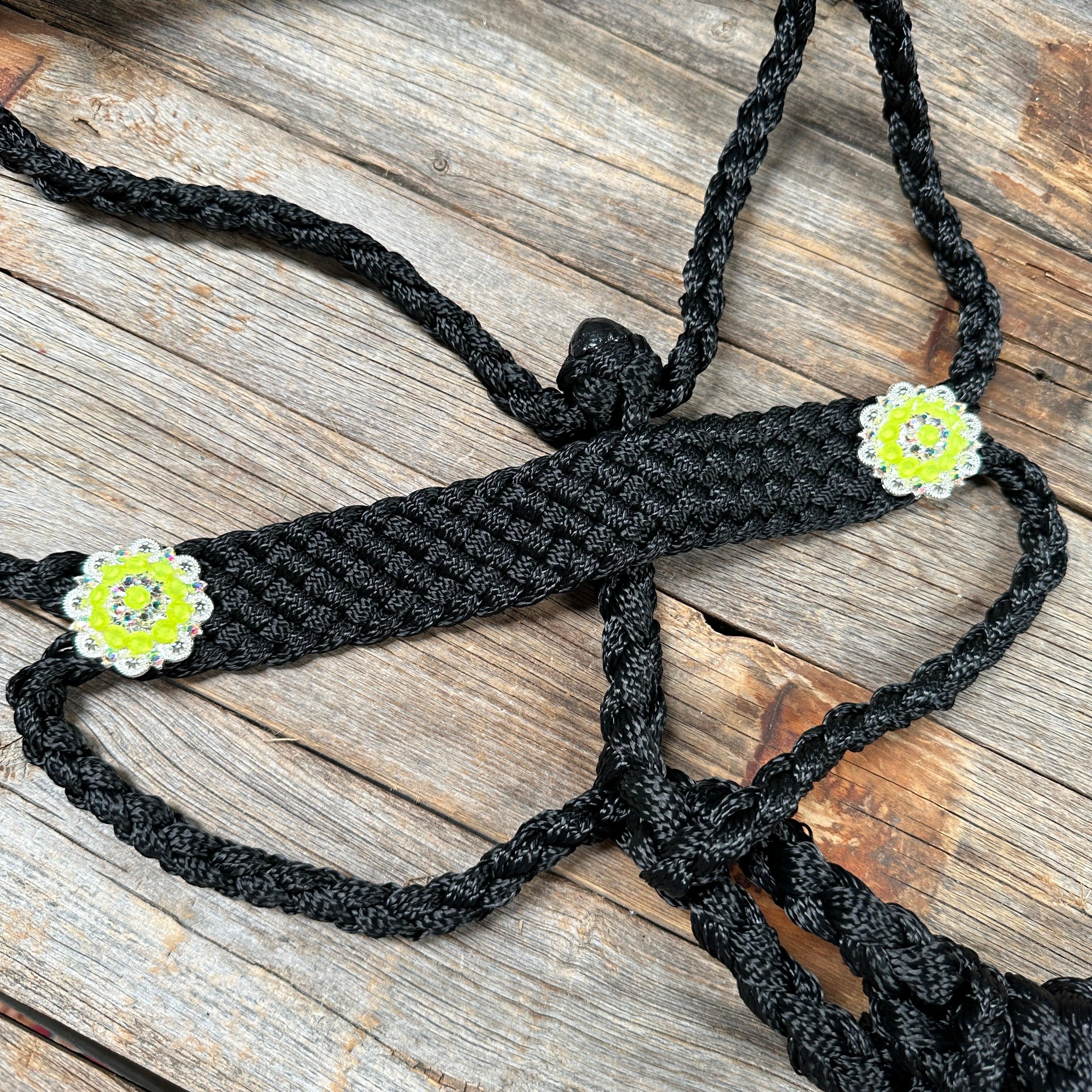 Black and Neon Yellow Mule Tape Halter - #MT117 - RODEO DRIVE