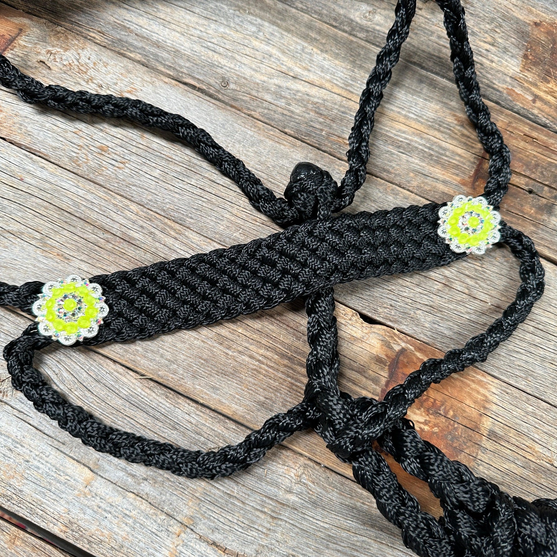 Black and Neon Yellow Mule Tape Halter - #MT117 - RODEO DRIVE