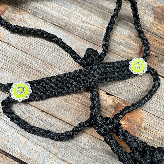 Black and Neon Yellow Mule Tape Halter - #MT117 - RODEO DRIVE