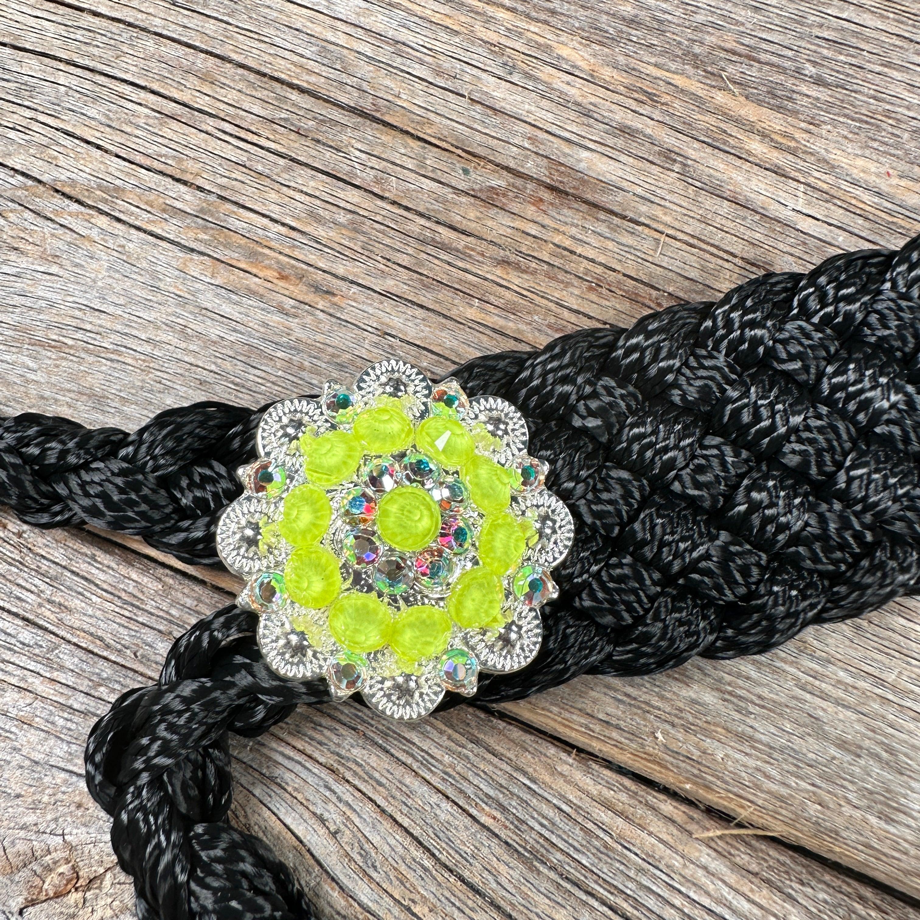 Black and Neon Yellow Mule Tape Halter - #MT117 - RODEO DRIVE