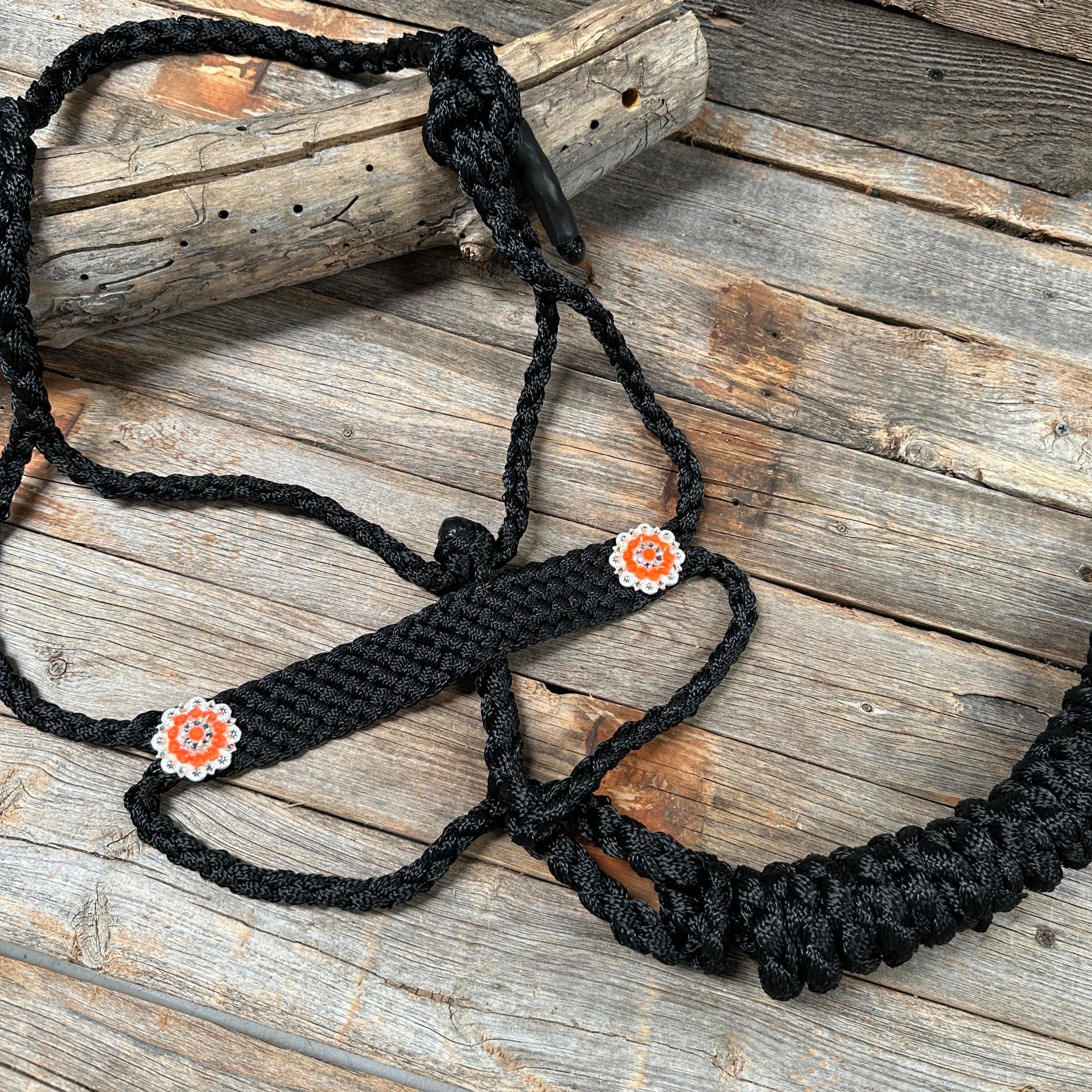 Black and Neon Orange Mule Tape Halter - #MT118 - RODEO DRIVE