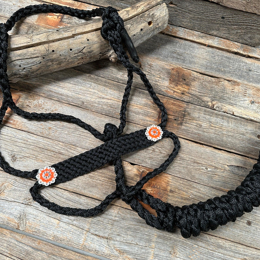 Black and Neon Orange Mule Tape Halter - #MT118 - RODEO DRIVE