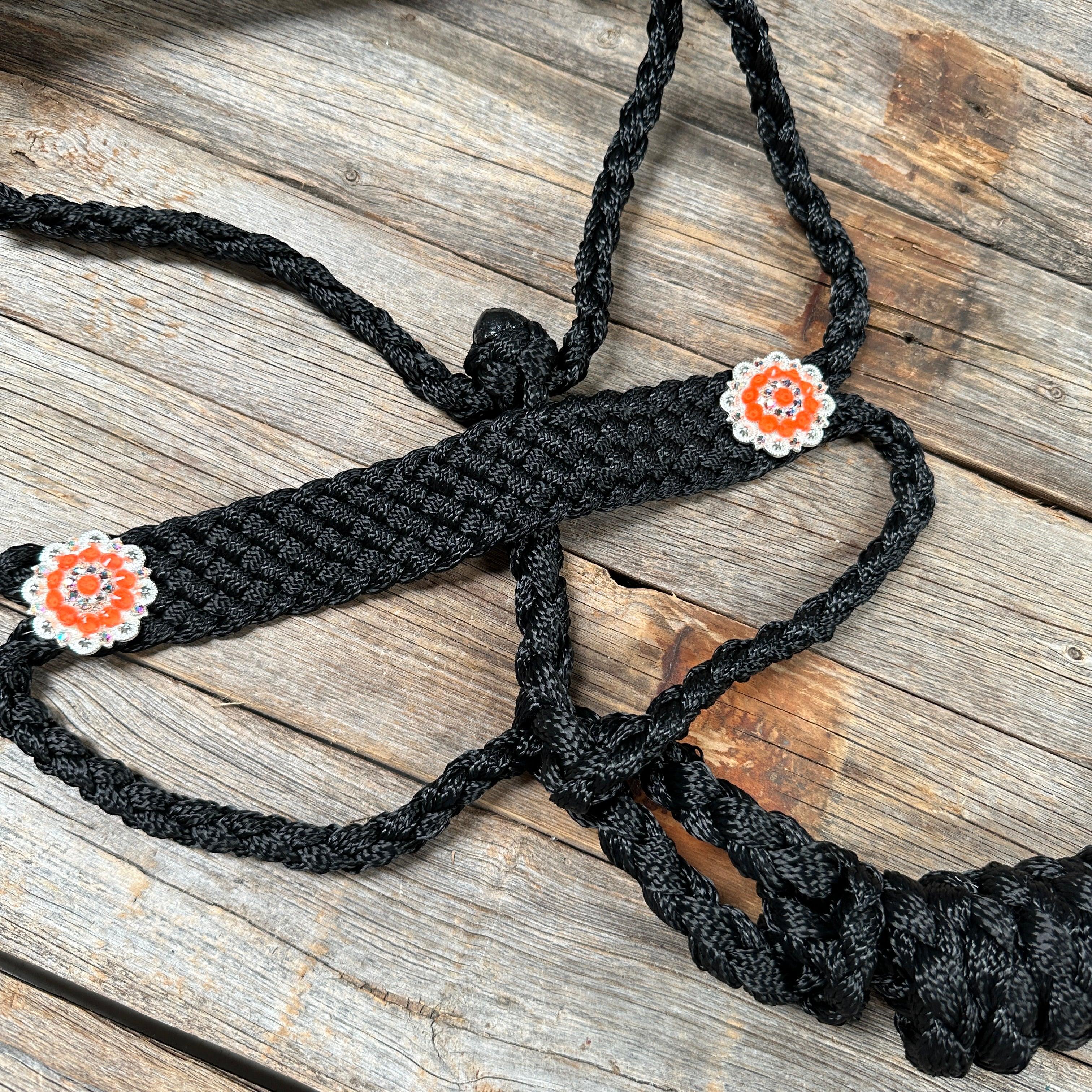 Black and Neon Orange Mule Tape Halter - #MT118 - RODEO DRIVE