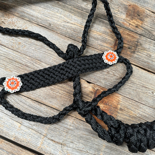 Black and Neon Orange Mule Tape Halter - #MT118 - RODEO DRIVE