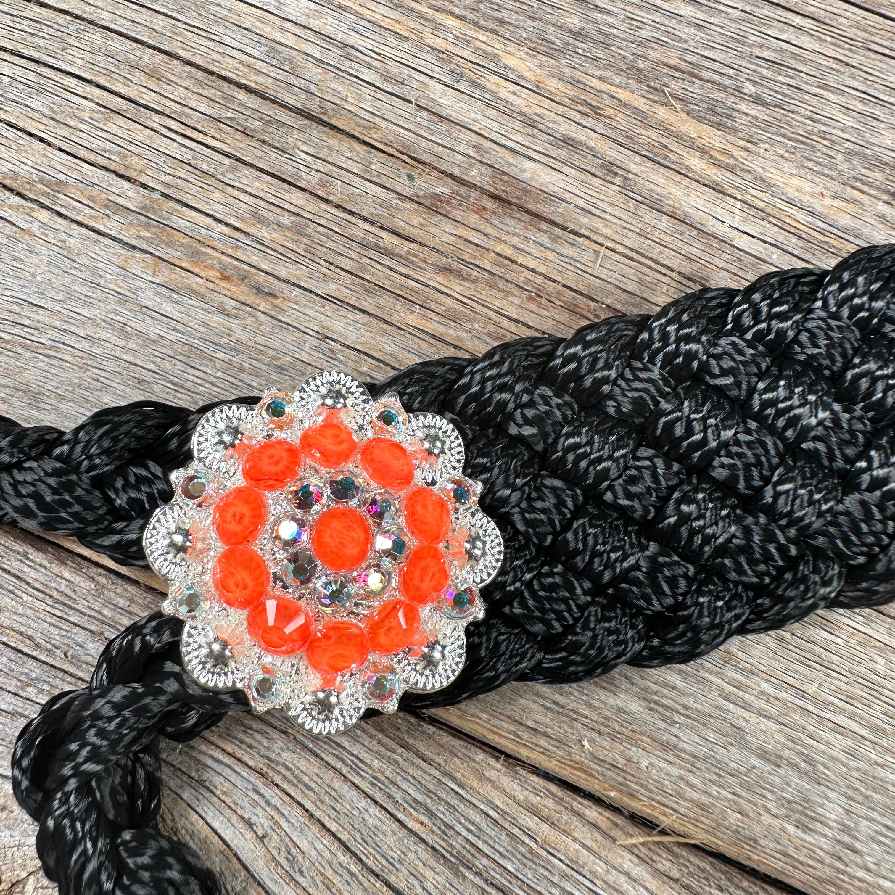 Black and Neon Orange Mule Tape Halter - #MT118 - RODEO DRIVE