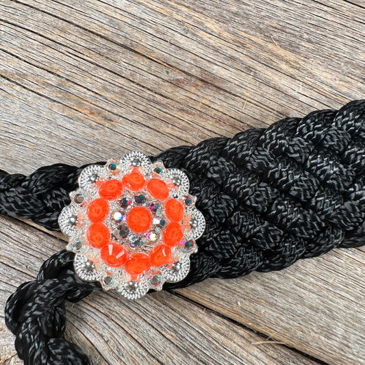 Black and Neon Orange Mule Tape Halter - #MT118 - RODEO DRIVE