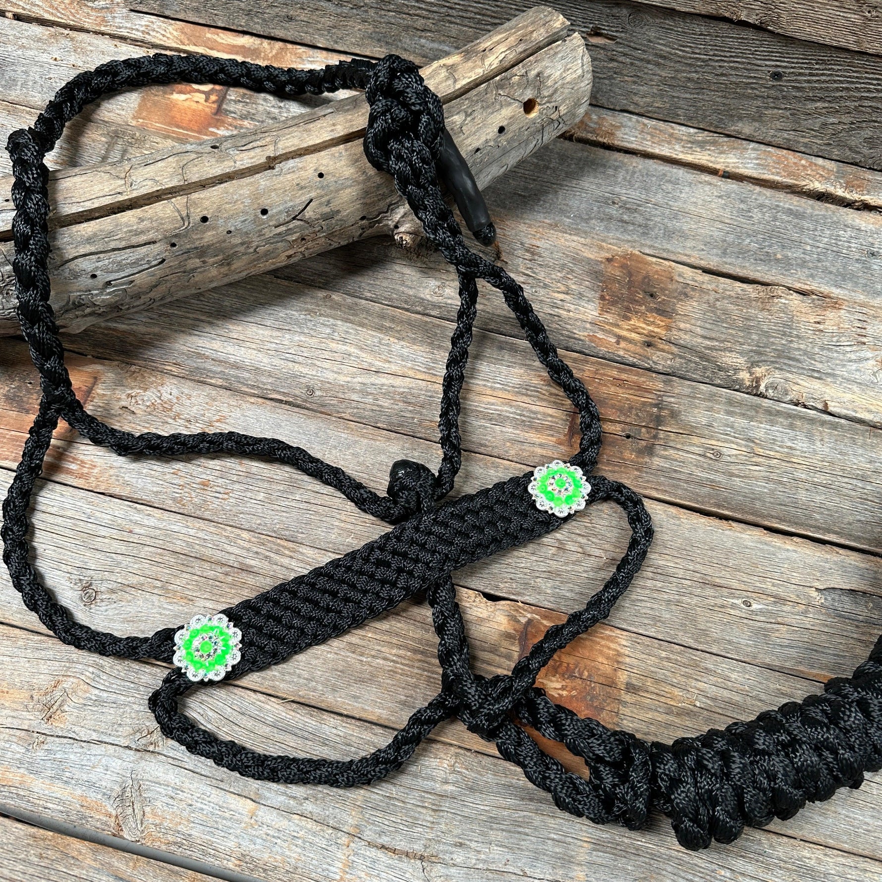 Black and Neon Green Mule Tape Halter - #MT119 - RODEO DRIVE