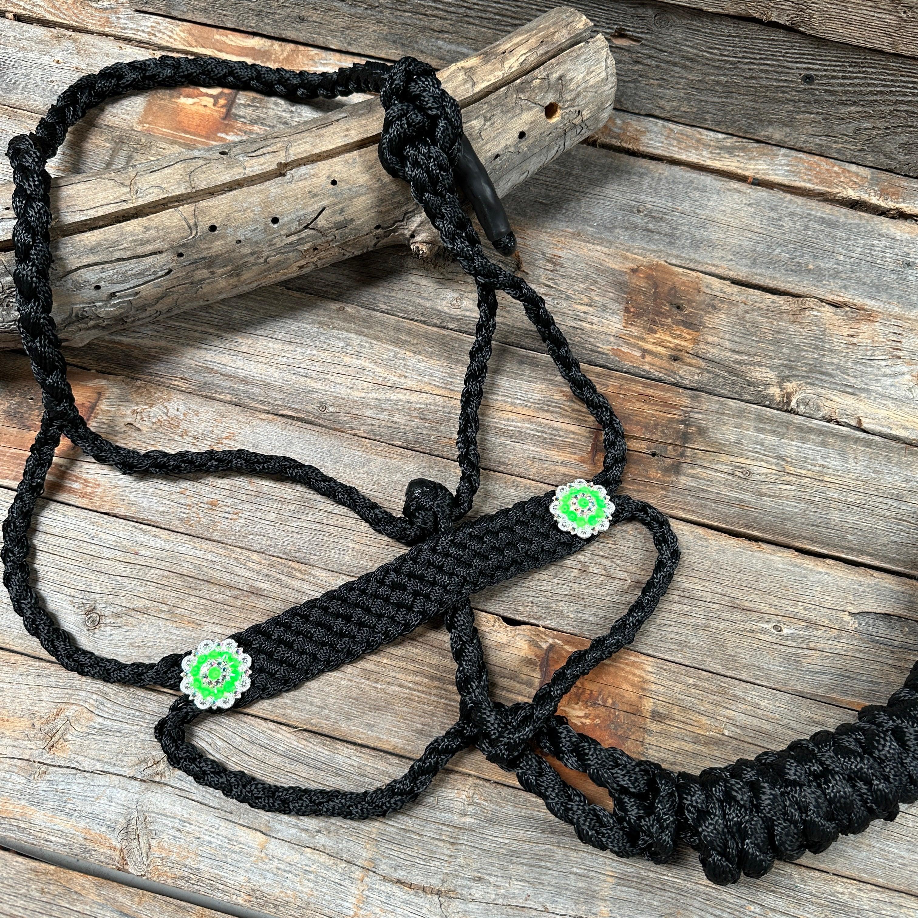 Black and Neon Green Mule Tape Halter - #MT119 - RODEO DRIVE