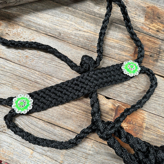 Black and Neon Green Mule Tape Halter - #MT119 - RODEO DRIVE