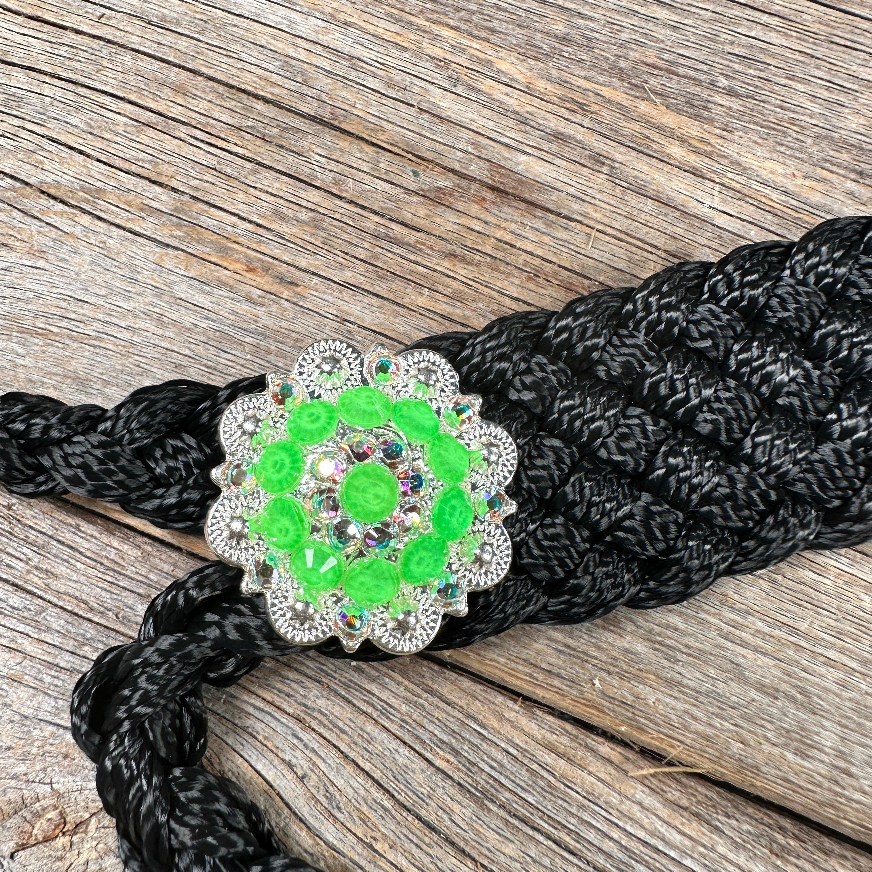 Black and Neon Green Mule Tape Halter - #MT119 - RODEO DRIVE