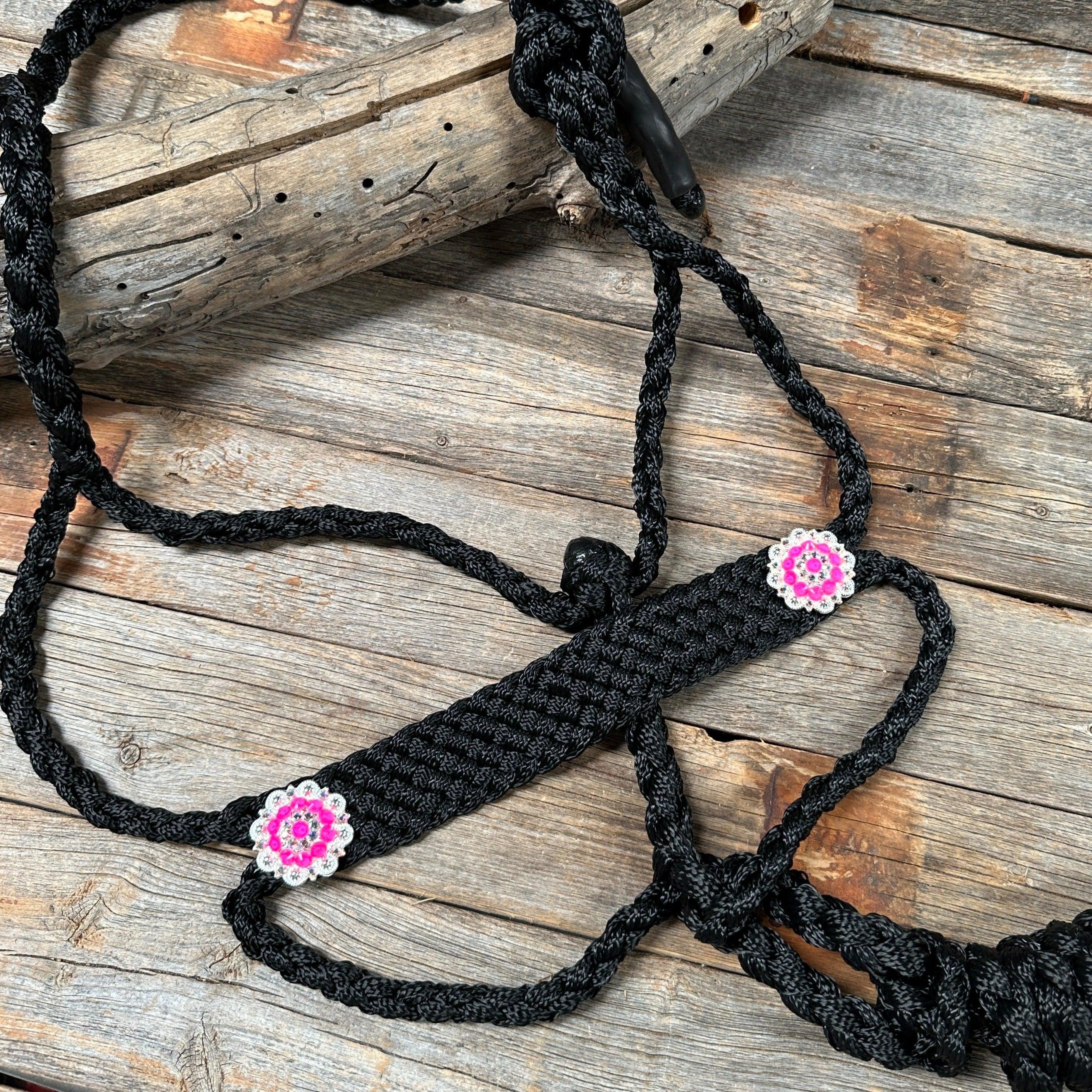 Black and Neon Pink Mule Tape Halter - #MT120 - RODEO DRIVE