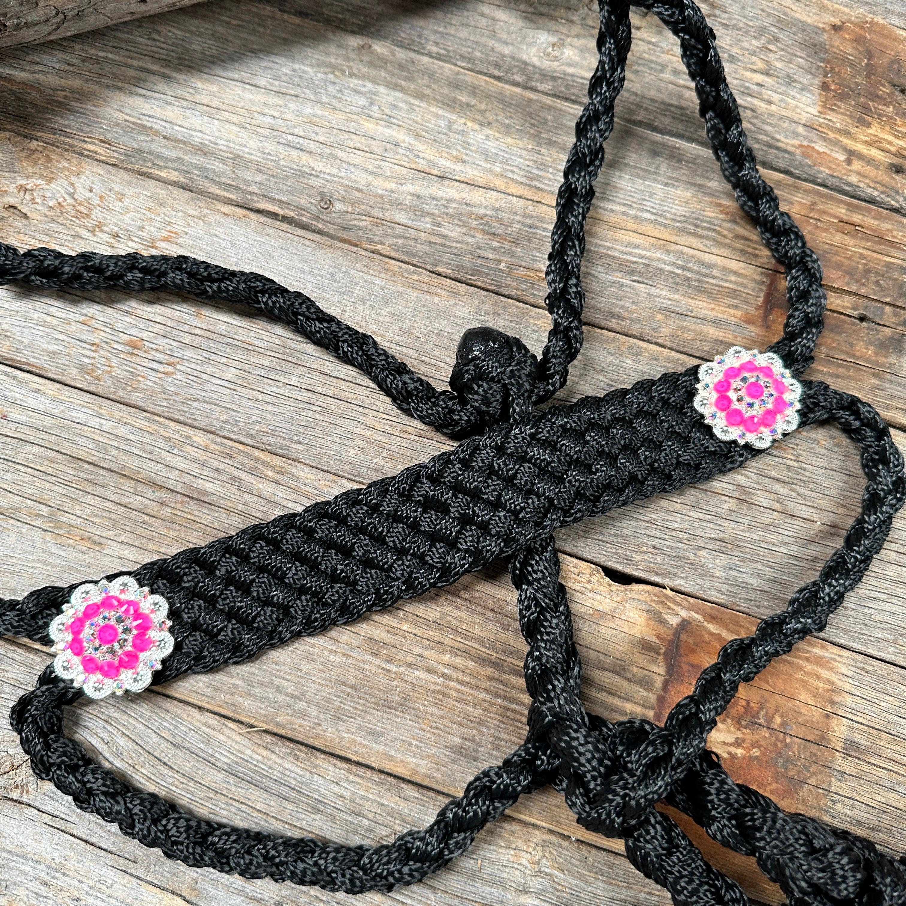 Black and Neon Pink Mule Tape Halter - #MT120 - RODEO DRIVE