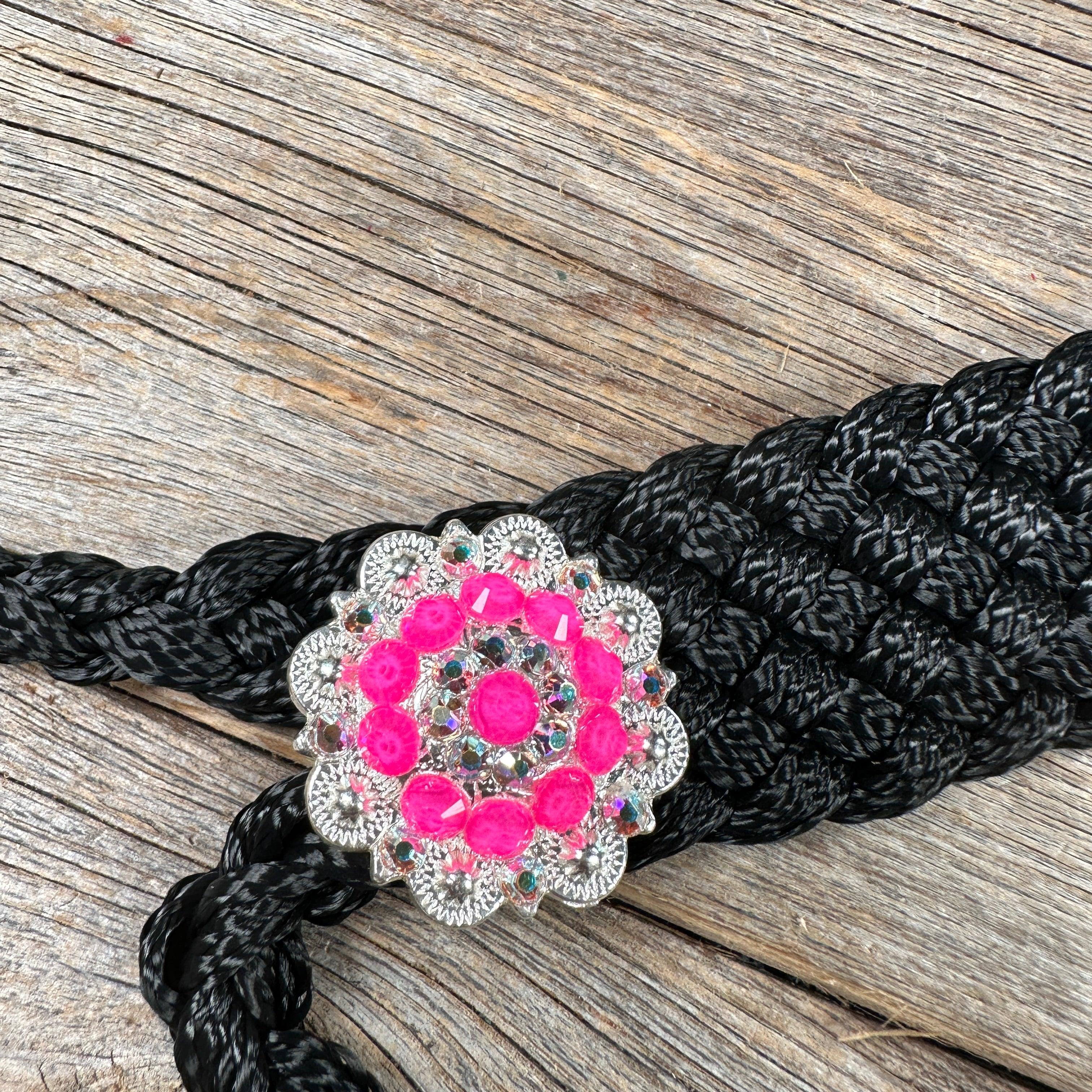 Black and Neon Pink Mule Tape Halter - #MT120 - RODEO DRIVE