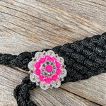 Black and Neon Pink Mule Tape Halter - #MT120 - RODEO DRIVE