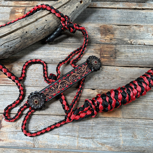 Red and Black Mule Tape Halter - Ruby and Champagne #MT215