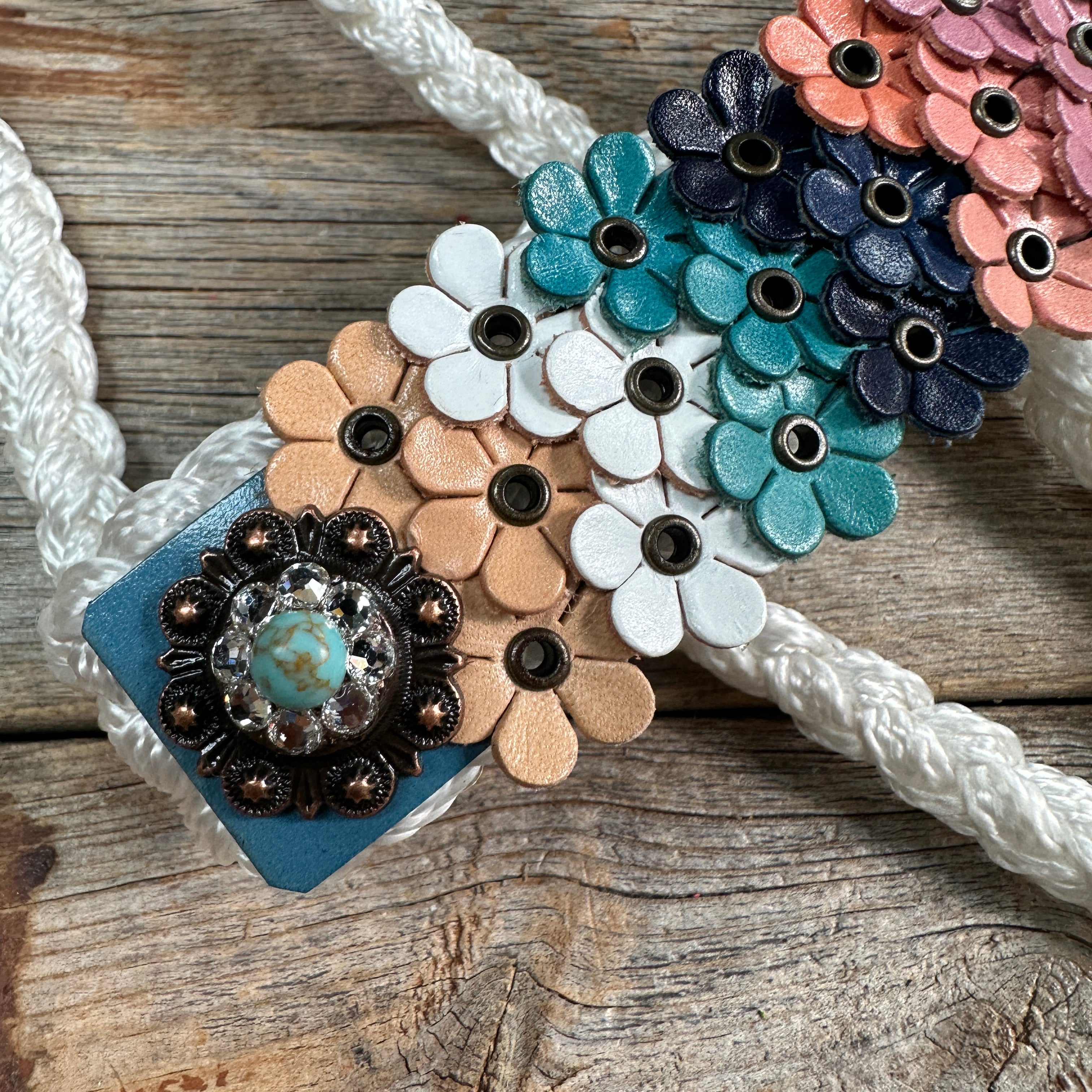 White Mule Tape Halter - Multi Floral and Turquoise #MT231