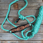 Turquoise Mule Tape Halter - Floral and Western #MT256