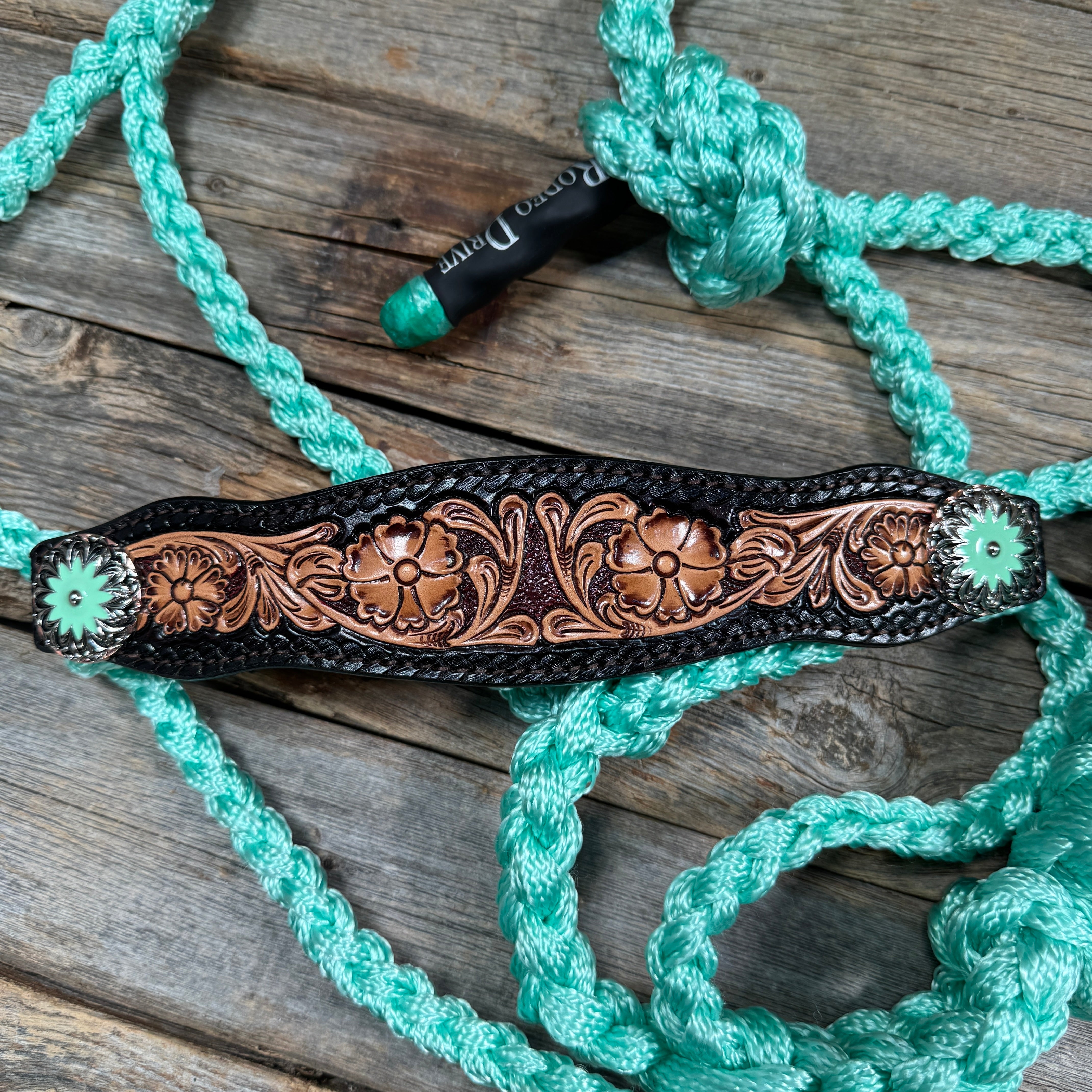 Seafoam Mule Tape Halter - Floral and Western #MT256