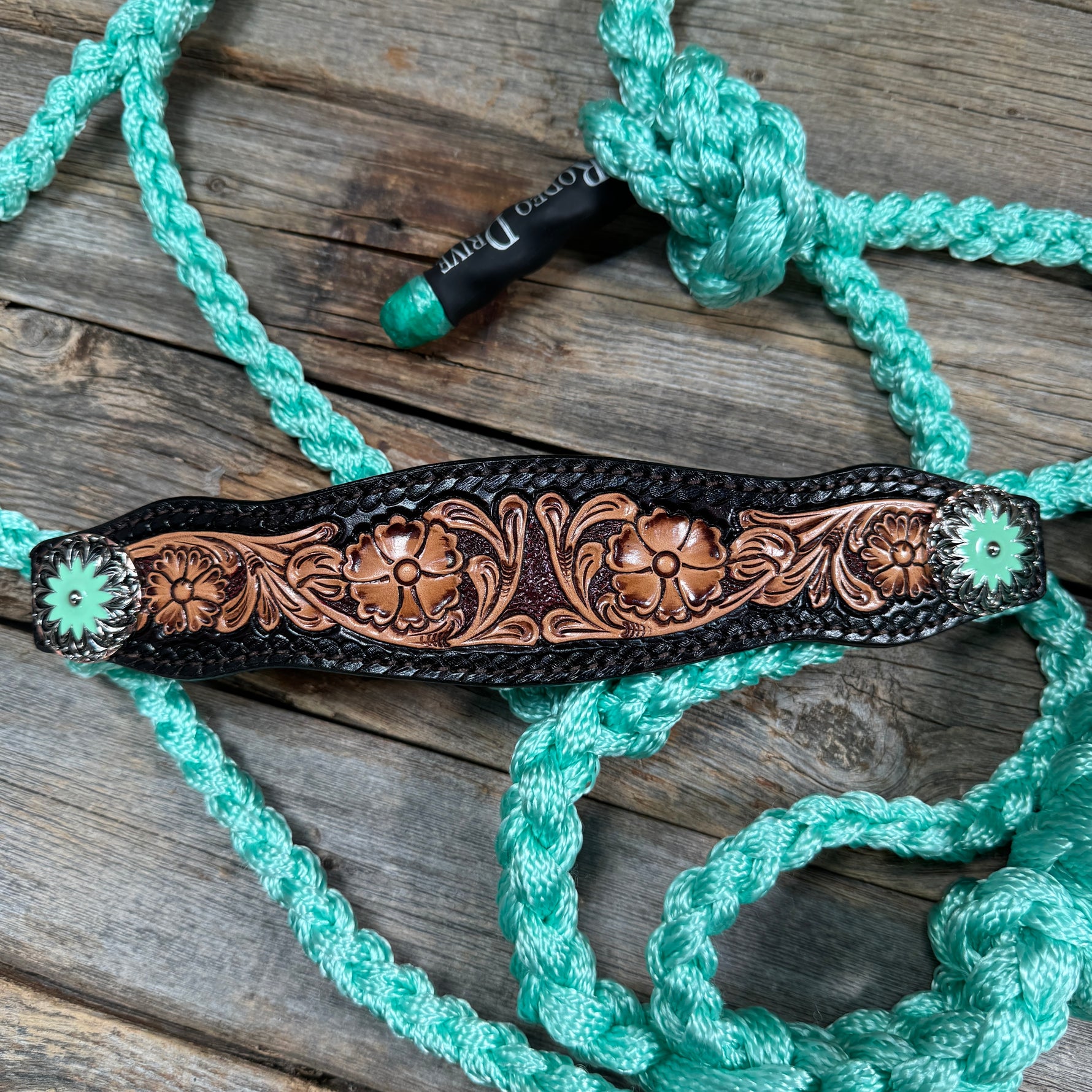 Turquoise Mule Tape Halter - Floral and Western #MT256