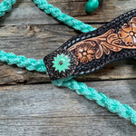 Turquoise Mule Tape Halter - Floral and Western #MT256