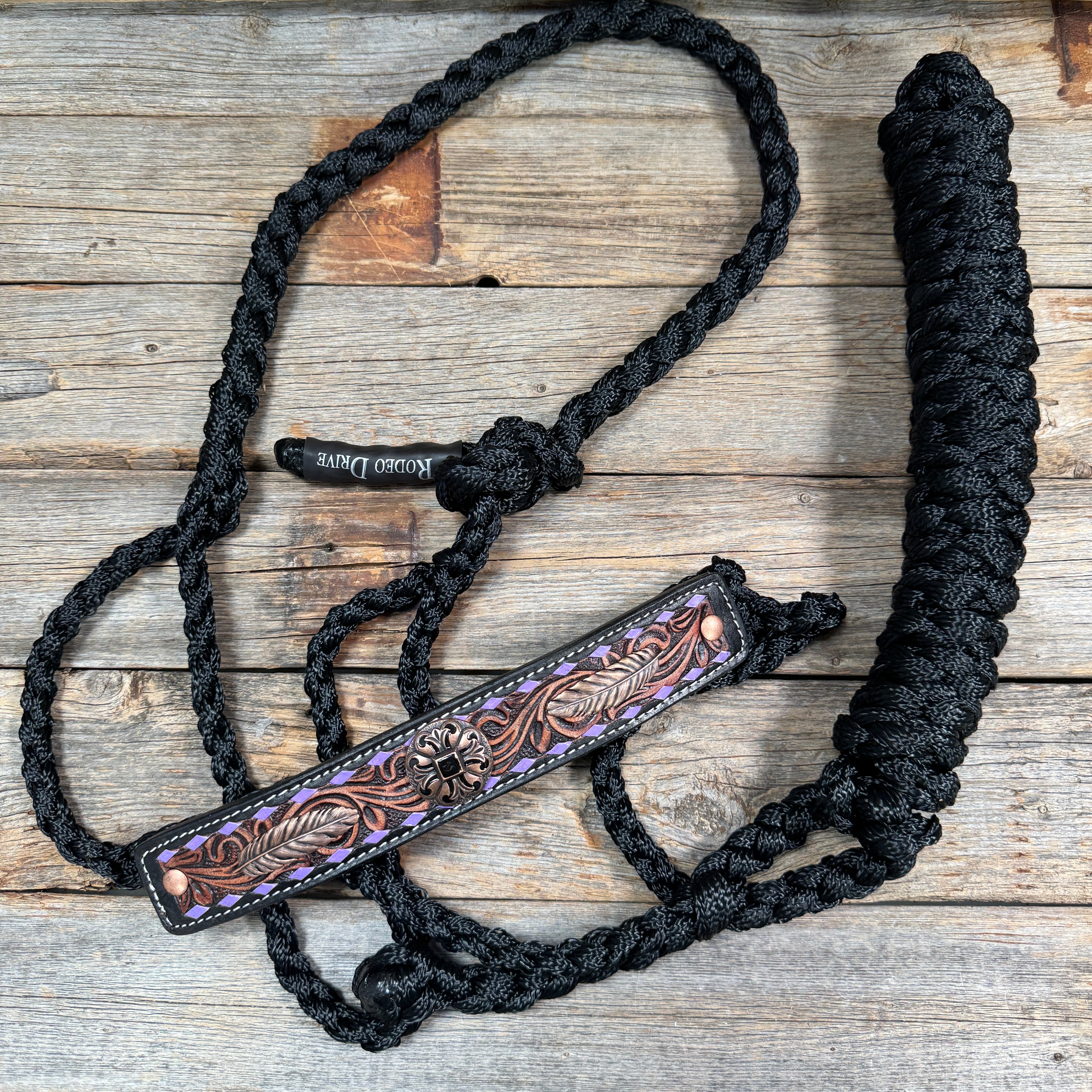 Black Mule Tape Halter - Feather and Western #MT257