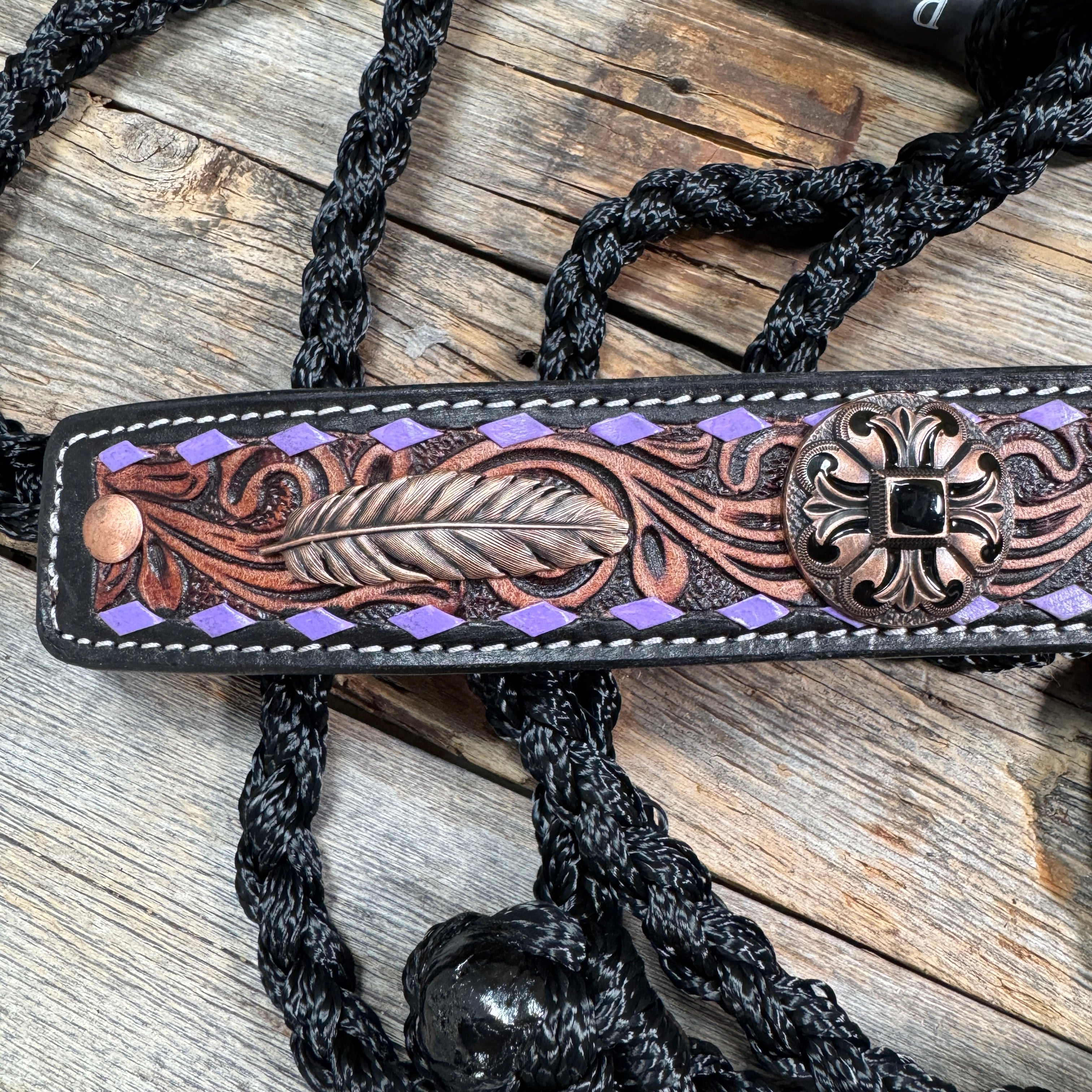 Black Mule Tape Halter - Feather and Western #MT257