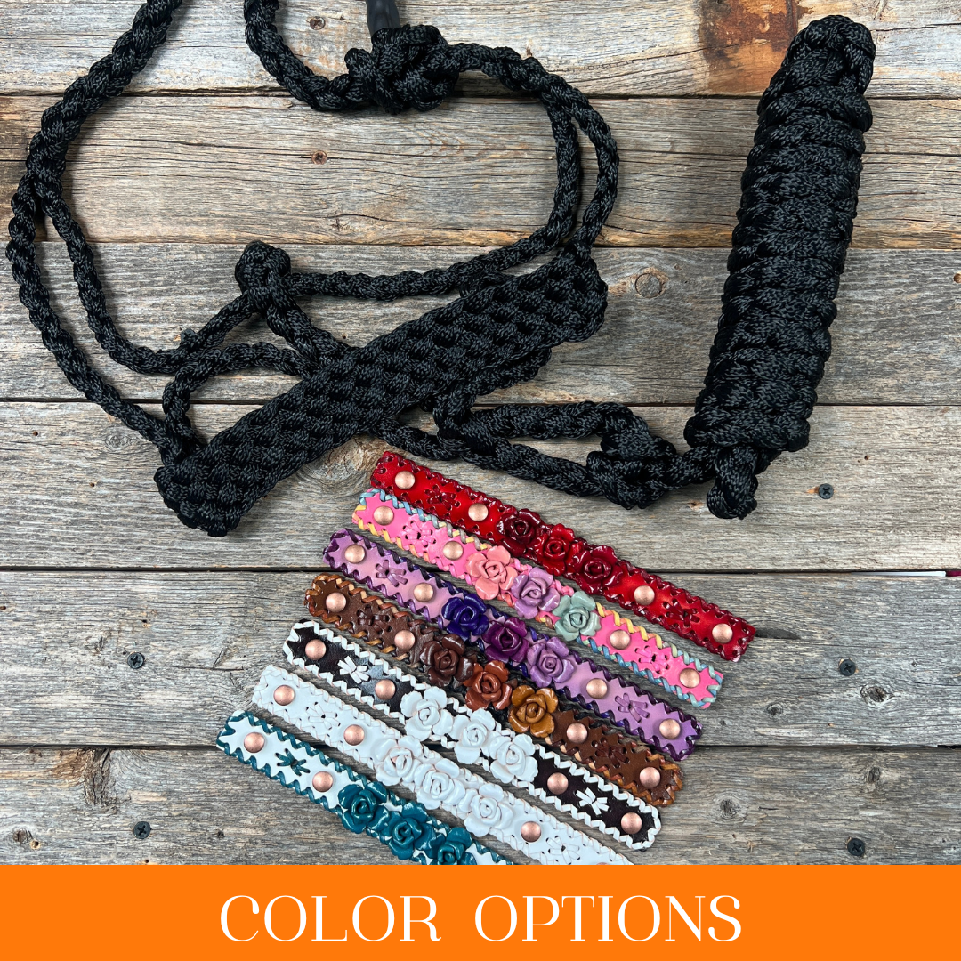 Black Mule Tape Rose Halter