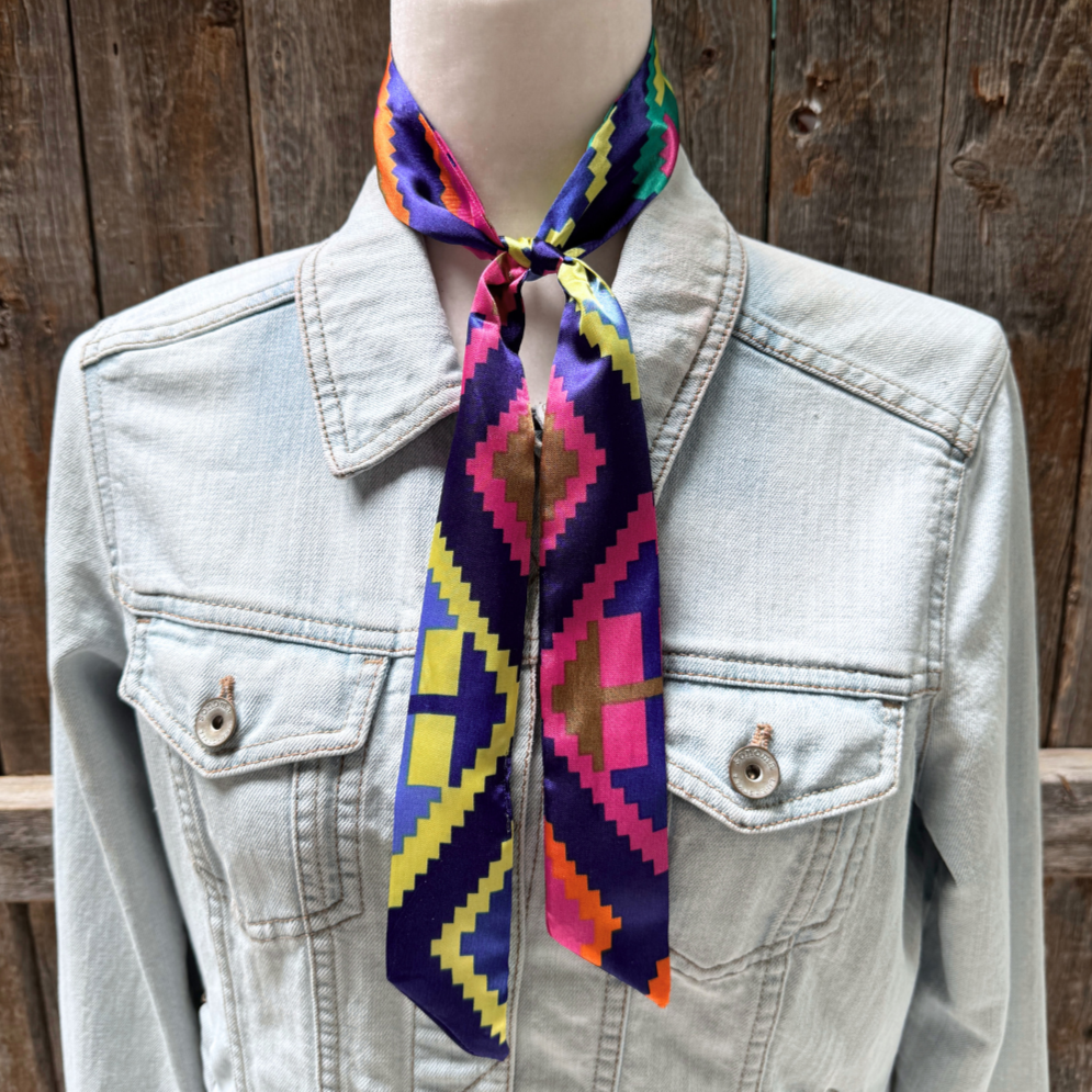 Multi Colored Aztec Wild_Rag_Scarf_for_NFR_Cowgirls_Rodeo_Drive_Conchos
