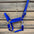 Blue halter with brass hardware on a wooden background