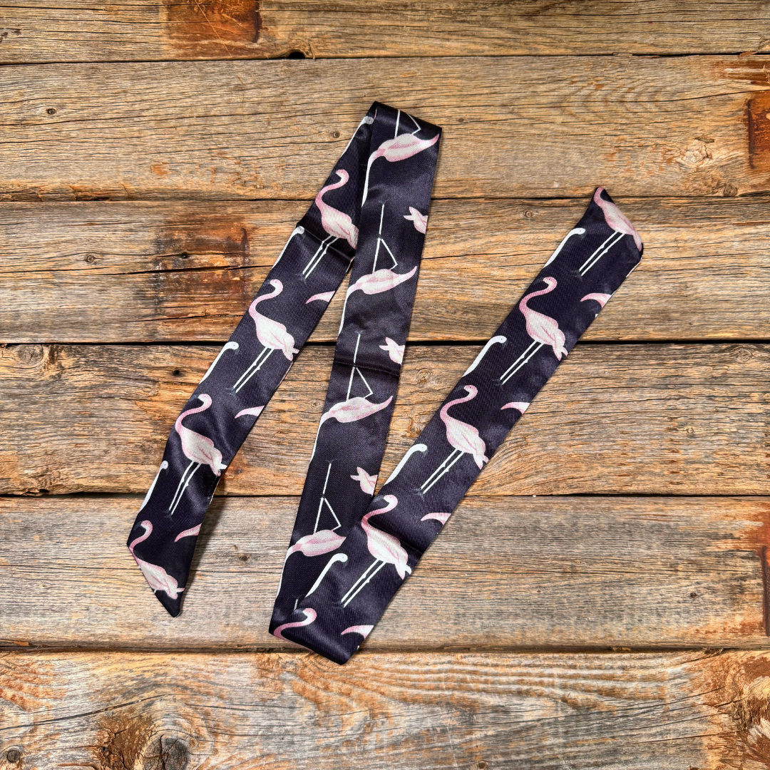 Navy Flamingoes Western_Wild_Rag_Scarf_for_Cowgirls_Rodeo_Drive_Conchos