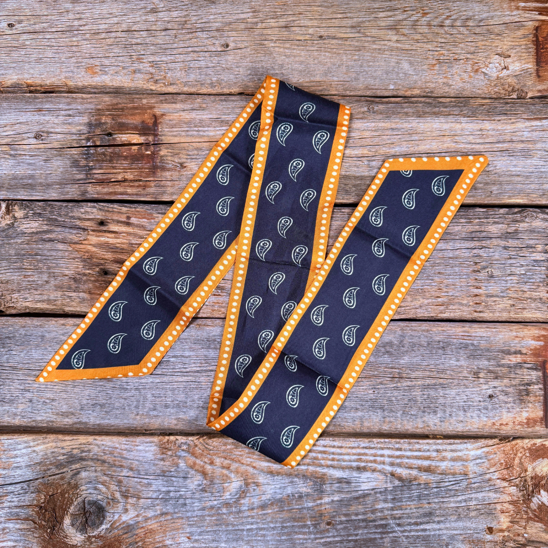 Navy and Rust Paisley Western_Wild_Rag_Scarf_for_Cowgirls_Rodeo_Drive_Conchos