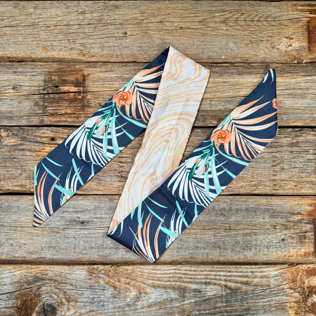 Navy and orange palms Western_Wild_Rag_Scarf_for_Cowgirls_Rodeo_Drive_Conchos 