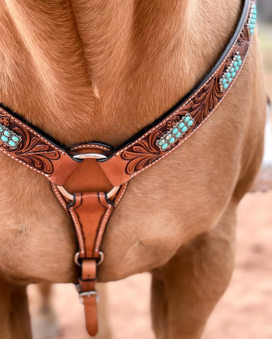 Light Oil Buckaroo Roper Turquoise One Ear & Breastcollar #OEBC446 - RODEO DRIVE