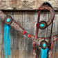 Rust Triangle Turquoise Cabochon One Ear/ Breastcollar #OEBC546 - RODEO DRIVE