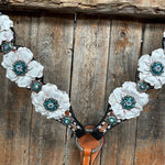 Classic Teal & White One Ear / Breastcollar #OEBC548 - RODEO DRIVE