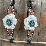 Classic Teal & White One Ear / Breastcollar #OEBC548 - RODEO DRIVE